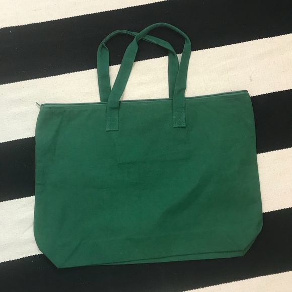 Oh Ship Green White Shipping Tote Bag Zip Closure - Picture 3 of 3